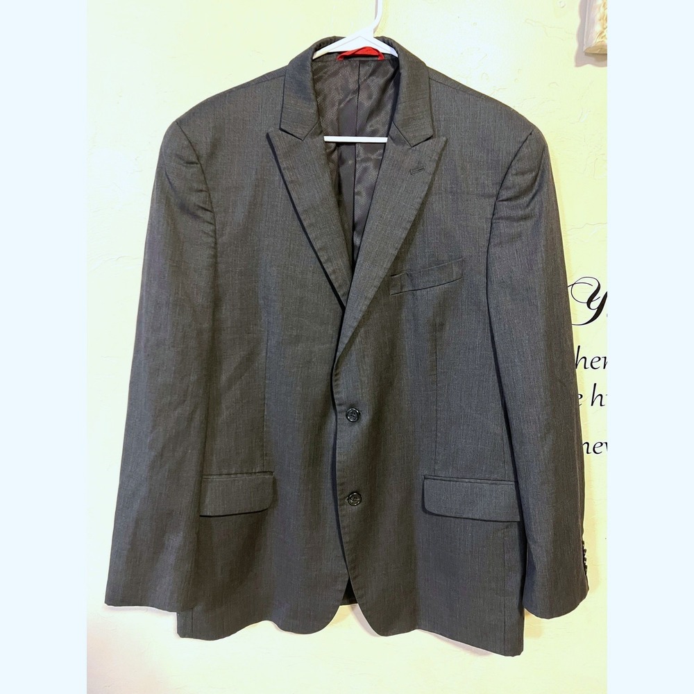 Alfani Mens‎ Grey Two-Button Suit Jacket Blazer Size 40R Notched Lapel Wool Work